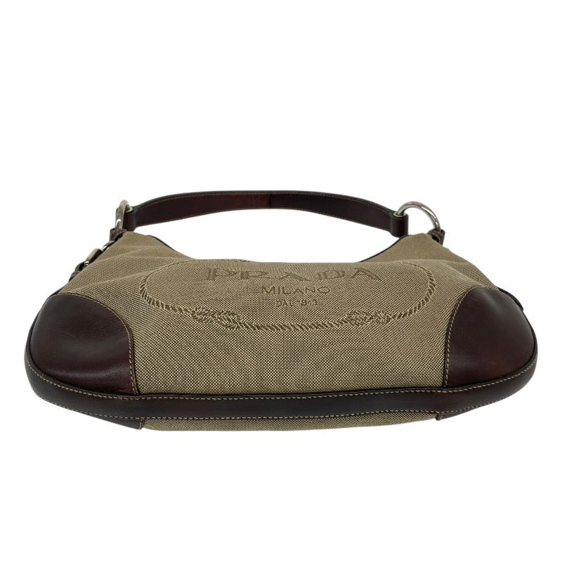 【PRADA】プラダ ジャガード ワンショルダー ショルダーバッグ レディース レザー キャンバス ロゴ セミショルダー ミニバッグ