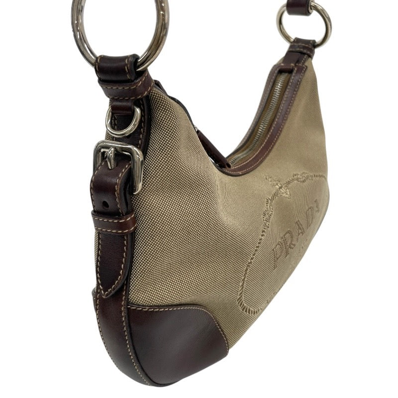 【PRADA】プラダ ジャガード ワンショルダー ショルダーバッグ レディース レザー キャンバス ロゴ セミショルダー ミニバッグ