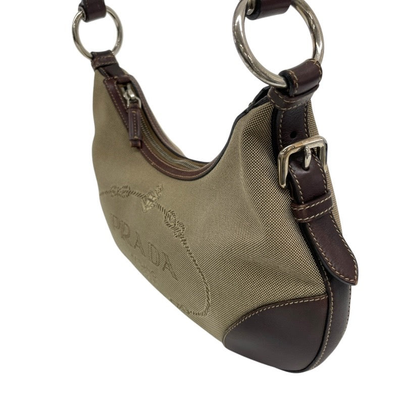 【PRADA】プラダ ジャガード ワンショルダー ショルダーバッグ レディース レザー キャンバス ロゴ セミショルダー ミニバッグ