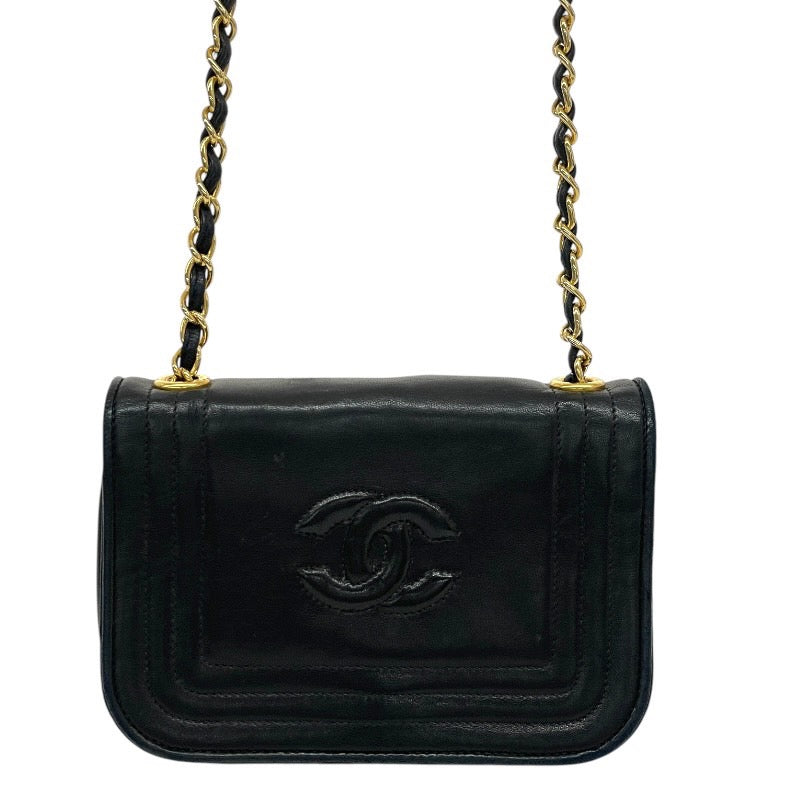 【CHANEL】シャネル ココマーク ミニバッグ ショルダーバッグ ラムスキン レディース 黒 ブラック 0番台 マグネットフラップ