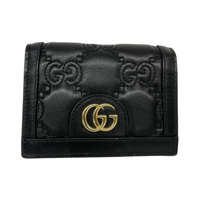 【GUCCI】グッチ GGマトラッセ 723786 二つ折り財布 レザー レディース ミニウォレット 黒 ブラック