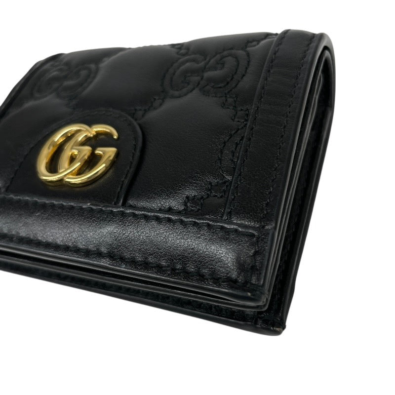 【GUCCI】グッチ GGマトラッセ 723786 二つ折り財布 レザー レディース ミニウォレット 黒 ブラック