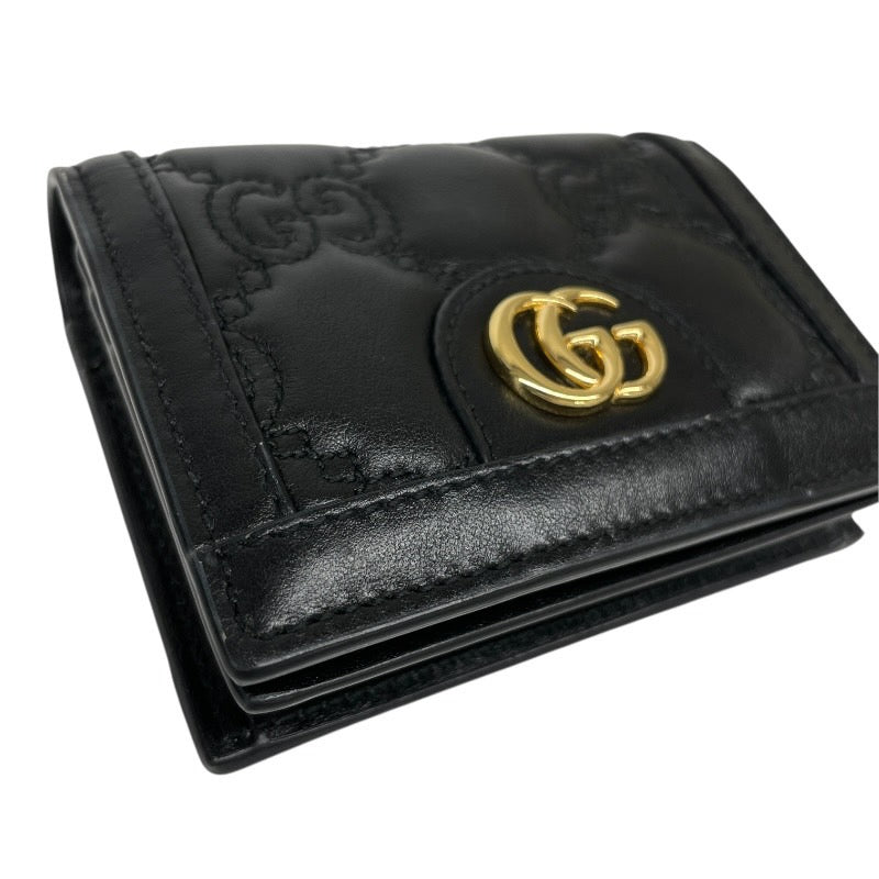 【GUCCI】グッチ GGマトラッセ 723786 二つ折り財布 レザー レディース ミニウォレット 黒 ブラック