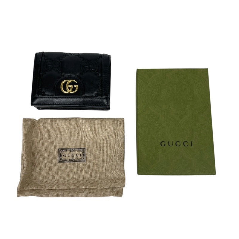 【GUCCI】グッチ GGマトラッセ 723786 二つ折り財布 レザー レディース ミニウォレット 黒 ブラック