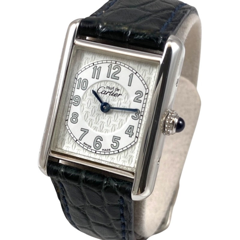 【CARTIER】カルティエ マストタンク 腕時計 シルバー925 レディース ロゴ文字盤 アラビア