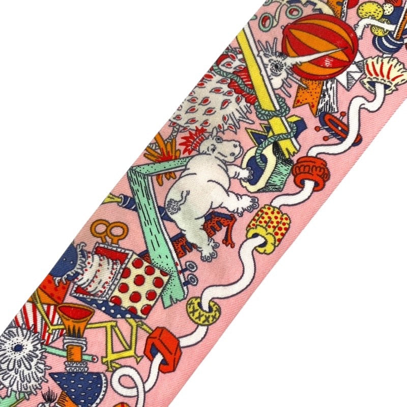 【HERMES】エルメス ラ・フォル・パレード スカーフ シルク レディース ツイリー ピンク