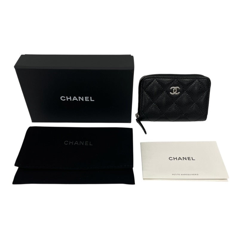 【未使用品】【CHANEL】シャネル マトラッセ クラシック ジップ コインパース AP0216 コインケース レザー レディース ランダムシール キャビアスキン 黒 ブラック ラウンドファスナー 新品未使用品