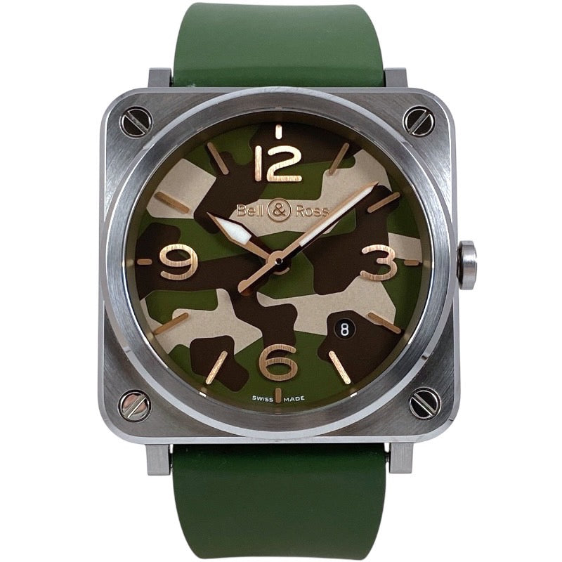 【Bell＆Ross】ベル＆ロス アヴィエーション BRS-64-S 腕時計 SS/ラバー メンズ BRS Green Camo