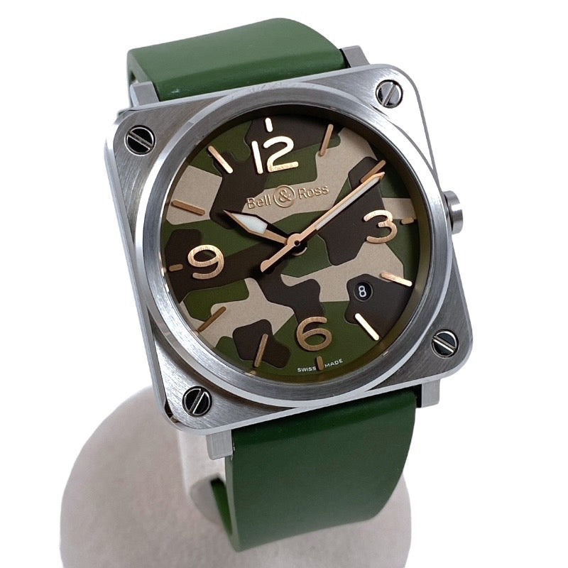 【Bell＆Ross】ベル＆ロス アヴィエーション BRS-64-S 腕時計 SS/ラバー メンズ BRS Green Camo