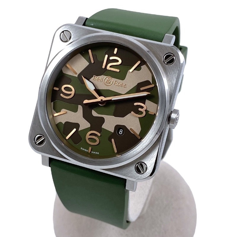 【Bell＆Ross】ベル＆ロス アヴィエーション BRS-64-S 腕時計 SS/ラバー メンズ BRS Green Camo