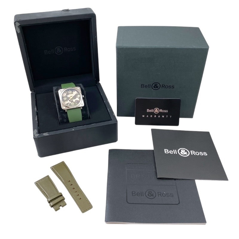 【Bell＆Ross】ベル＆ロス アヴィエーション BRS-64-S 腕時計 SS/ラバー メンズ BRS Green Camo