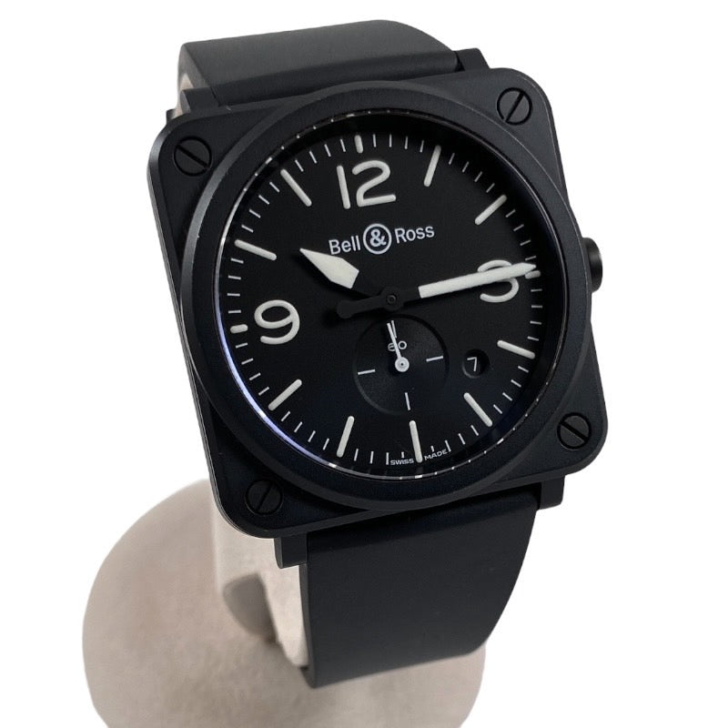 【Bell＆Ross】ベル＆ロス ブラックマット BRS-64-CMBL 腕時計 ラバー メンズ 黒 スモールセコンド