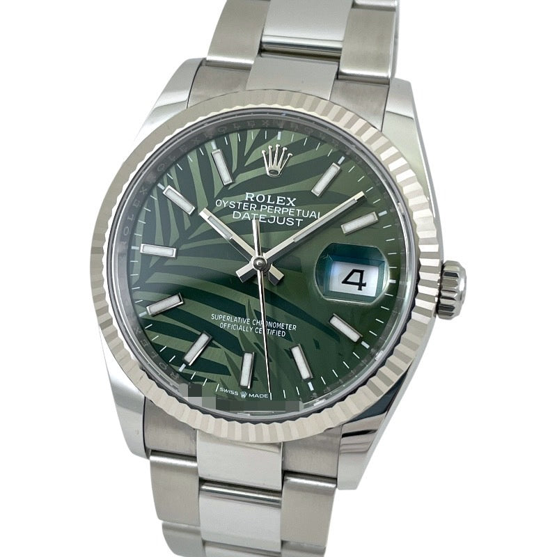 【ROLEX】ロレックス デイトジャスト36 126234 腕時計 SS/WG メンズ ランダム番 オリーブグリーン パーム 2022年ギャラ オイスターブレス