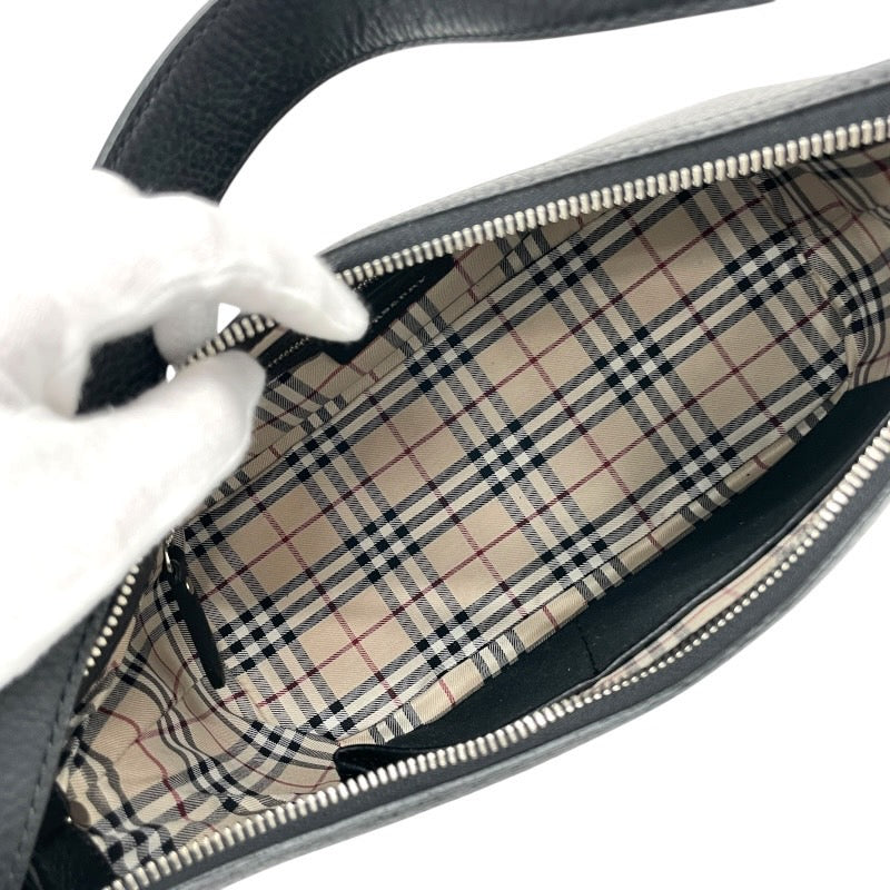 【BURBERRY】バーバリー ワンショルダー ショルダーバッグ レザー レディース 黒 ブラック オールレザー 本革 内側チェック