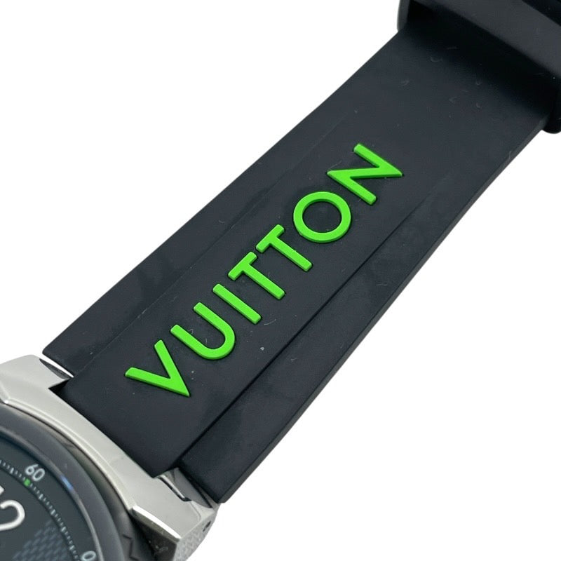 【LOUIS VUITTON】ルイ・ヴィトン タンブール QA131Z 腕時計 SS/ラバー メンズ ダミエグラフィット レース 自動巻き