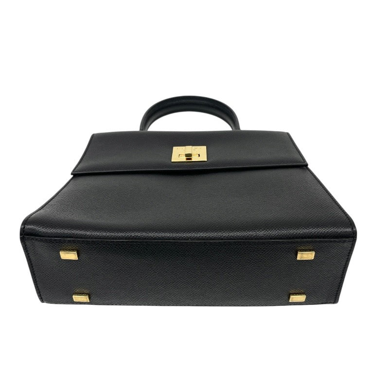 【CELINE】セリーヌ トップハンドル MC98/1 ハンドバッグ レザー レディース 黒 ブラック ターンロック金具 オールド ヴィンテージ ゴールド金具