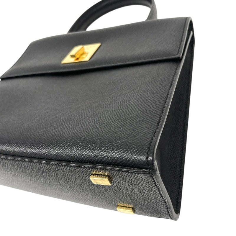 【CELINE】セリーヌ トップハンドル MC98/1 ハンドバッグ レザー レディース 黒 ブラック ターンロック金具 オールド ヴィンテージ ゴールド金具
