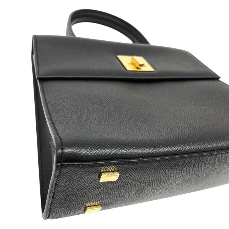 【CELINE】セリーヌ トップハンドル MC98/1 ハンドバッグ レザー レディース 黒 ブラック ターンロック金具 オールド ヴィンテージ ゴールド金具