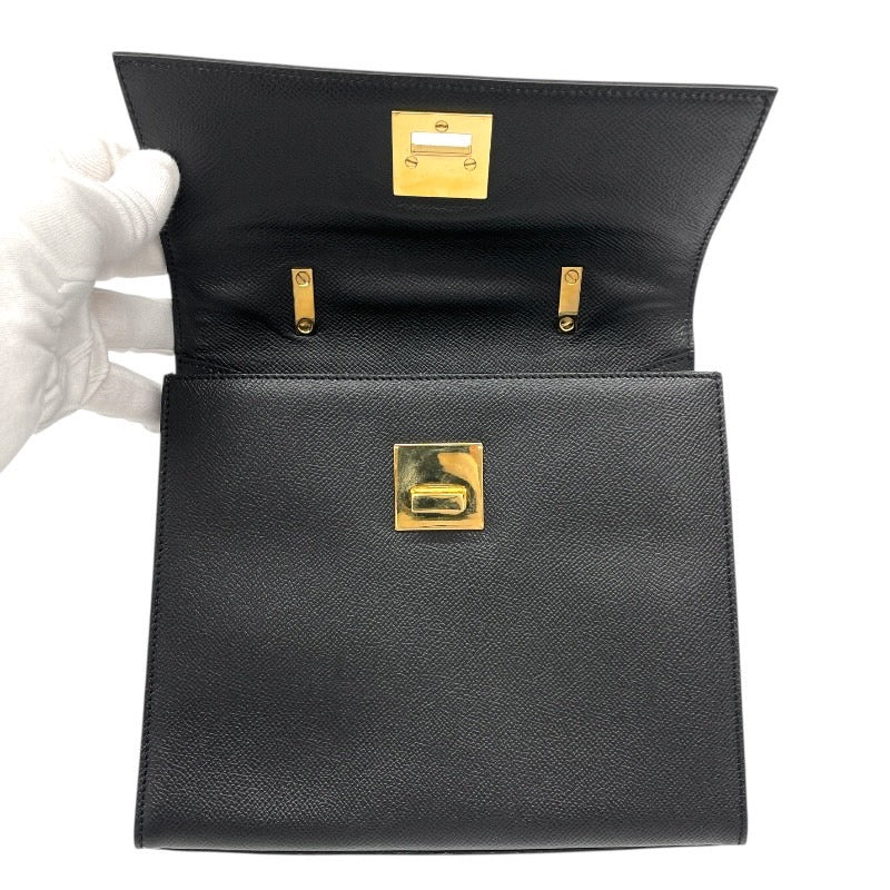 【CELINE】セリーヌ トップハンドル MC98/1 ハンドバッグ レザー レディース 黒 ブラック ターンロック金具 オールド ヴィンテージ ゴールド金具