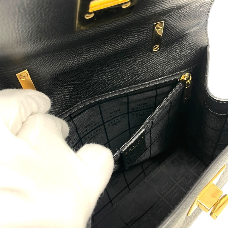【CELINE】セリーヌ トップハンドル MC98/1 ハンドバッグ レザー レディース 黒 ブラック ターンロック金具 オールド ヴィンテージ ゴールド金具