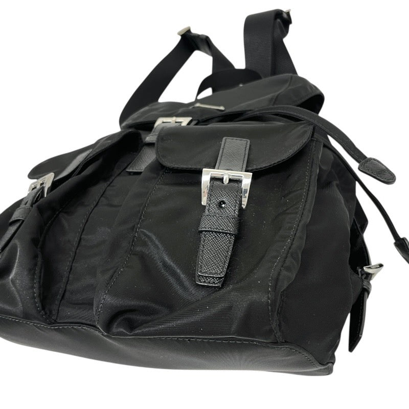 【PRADA】プラダ スモール バックパック 1BZ677 リュック・デイパック ナイロン レディース 巾着 ドローストリング ミニリュック 黒 ブラック サフィアーノ