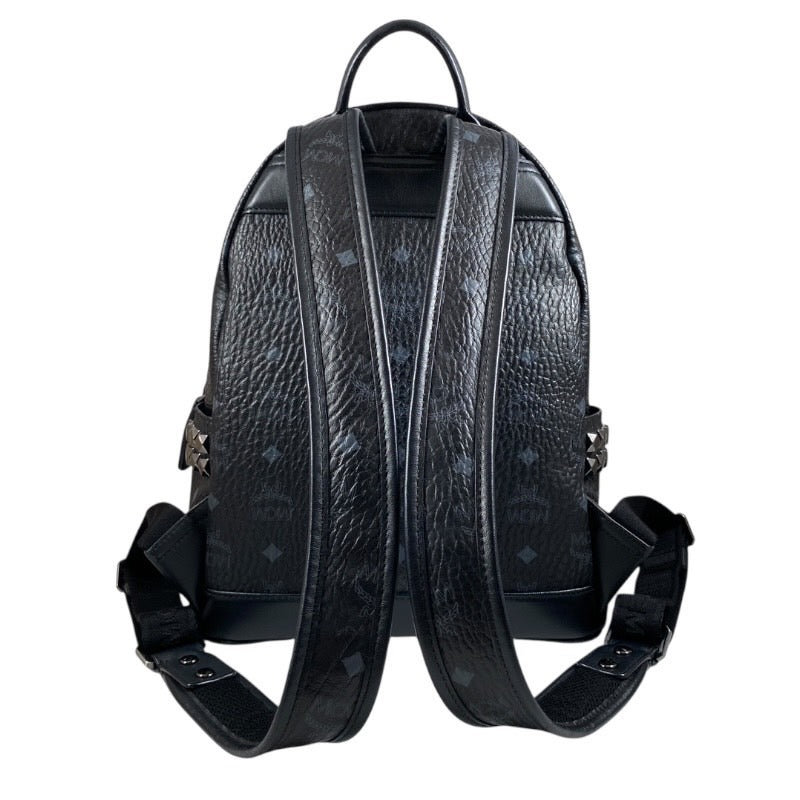 【MCM】エム・シー・エム スターク バックパック MMK6SVE37BK001 リュック・デイパック レザー ユニセックス ヴィセトス サイドスタッズ付 黒 ブラック
