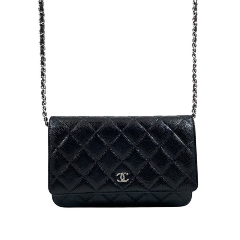 【CHANEL】シャネル マトラッセ クラシック チェーンウォレット AP0250 ショルダーバッグ レディース ランダムシリアル キャビアスキン 黒 ブラック