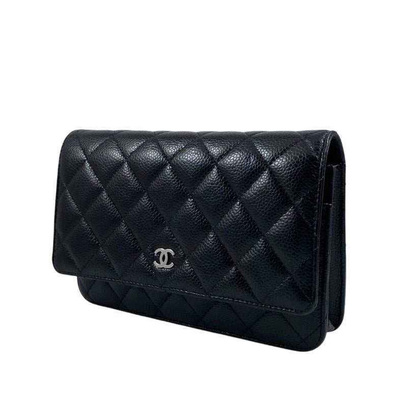 【CHANEL】シャネル マトラッセ クラシック チェーンウォレット AP0250 ショルダーバッグ レディース ランダムシリアル キャビアスキン 黒 ブラック