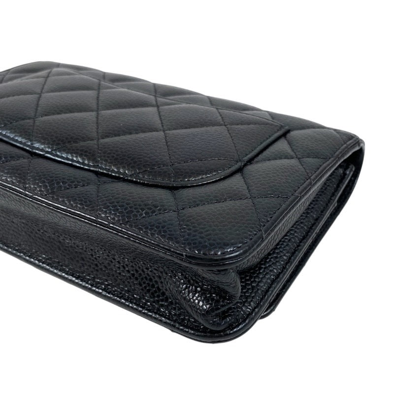 【CHANEL】シャネル マトラッセ クラシック チェーンウォレット AP0250 ショルダーバッグ レディース ランダムシリアル キャビアスキン 黒 ブラック