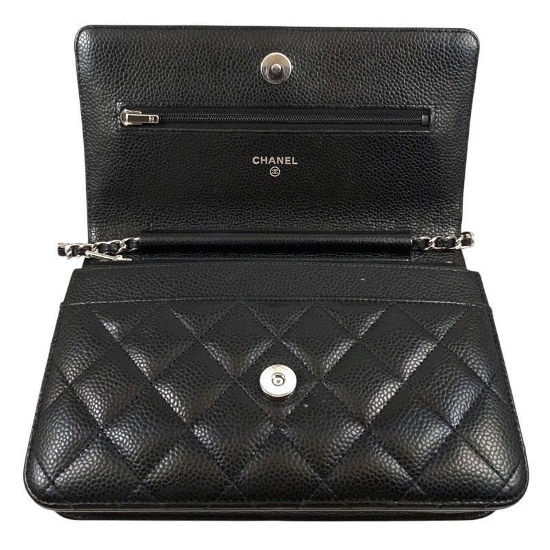 【CHANEL】シャネル マトラッセ クラシック チェーンウォレット AP0250 ショルダーバッグ レディース ランダムシリアル キャビアスキン 黒 ブラック