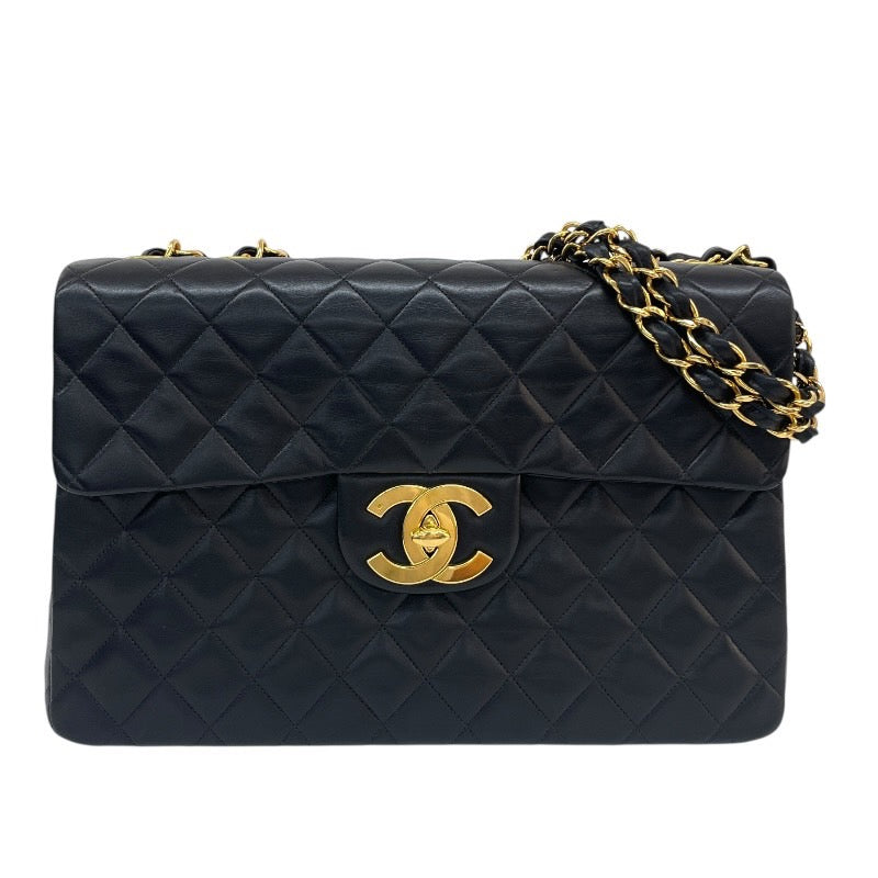 【CHANEL】シャネル デカマトラッセ34 A01094 ショルダーバッグ ラムスキン レディース 3番台 黒 ブラック ダブル チェーンショルダー
