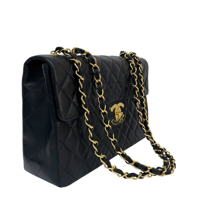 【CHANEL】シャネル デカマトラッセ34 A01094 ショルダーバッグ ラムスキン レディース 3番台 黒 ブラック ダブル チェーンショルダー