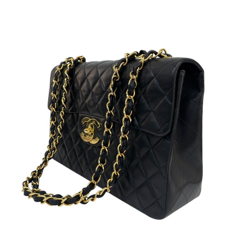 【CHANEL】シャネル デカマトラッセ34 A01094 ショルダーバッグ ラムスキン レディース 3番台 黒 ブラック ダブル チェーンショルダー