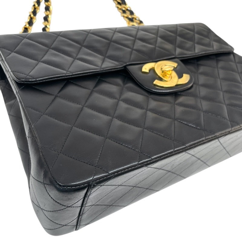 【CHANEL】シャネル デカマトラッセ34 A01094 ショルダーバッグ ラムスキン レディース 3番台 黒 ブラック ダブル チェーンショルダー