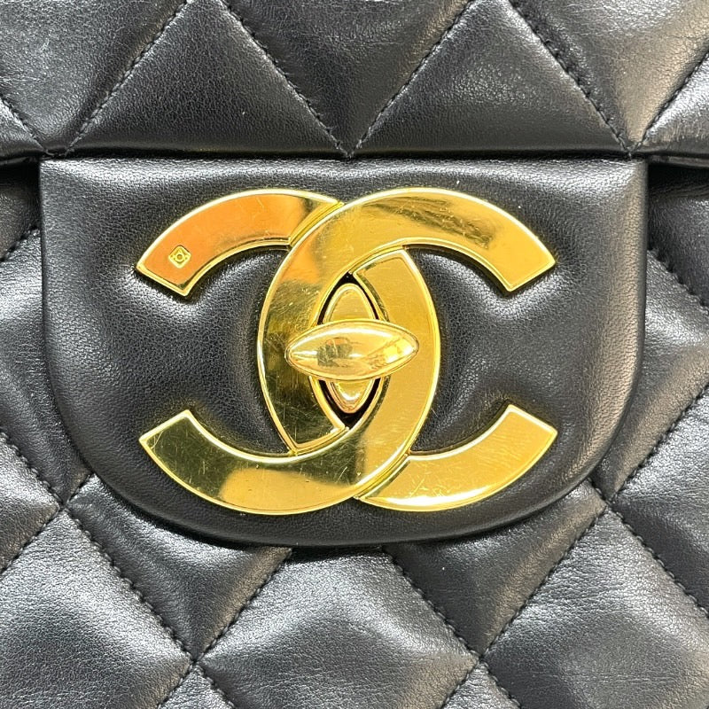 【CHANEL】シャネル デカマトラッセ34 A01094 ショルダーバッグ ラムスキン レディース 3番台 黒 ブラック ダブル チェーンショルダー