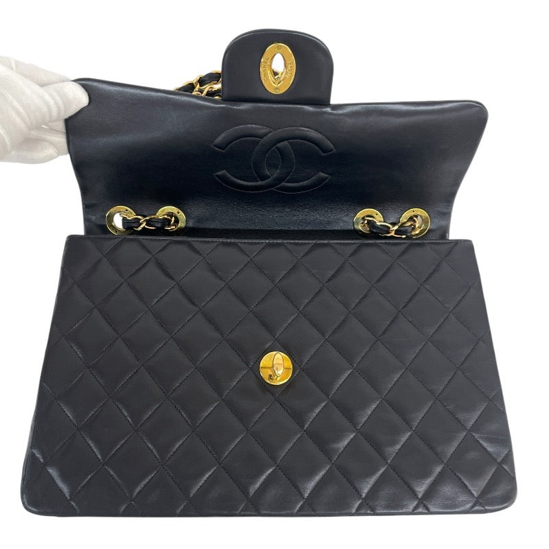【CHANEL】シャネル デカマトラッセ34 A01094 ショルダーバッグ ラムスキン レディース 3番台 黒 ブラック ダブル チェーンショルダー