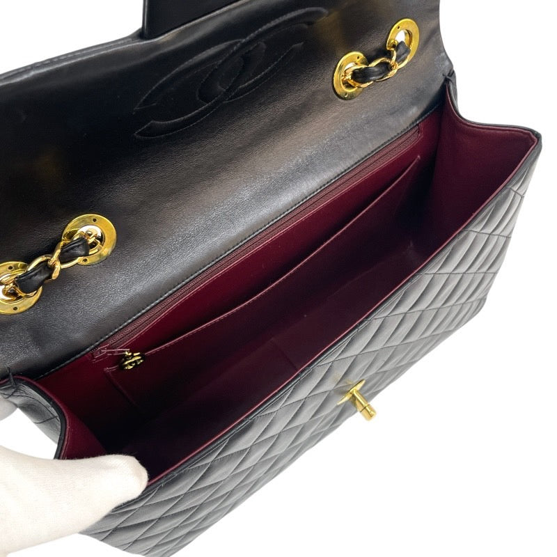 【CHANEL】シャネル デカマトラッセ34 A01094 ショルダーバッグ ラムスキン レディース 3番台 黒 ブラック ダブル チェーンショルダー