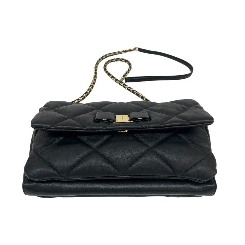 【Salvatore Ferragamo】サルヴァトーレフェラガモ ヴァラ キルティング AU-21/E767 ショルダーバッグ レザー レディース チェーンショルダー 黒 ブラック