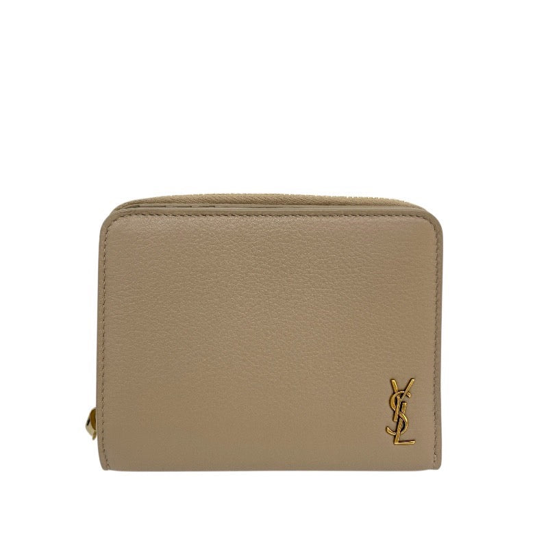 【SAINT LAURENT PARIS】サンローランパリ コンパクトジップ アラウンドウォレット 668936 二つ折り財布 レザー レディース ベージュ ラウンドファスナー