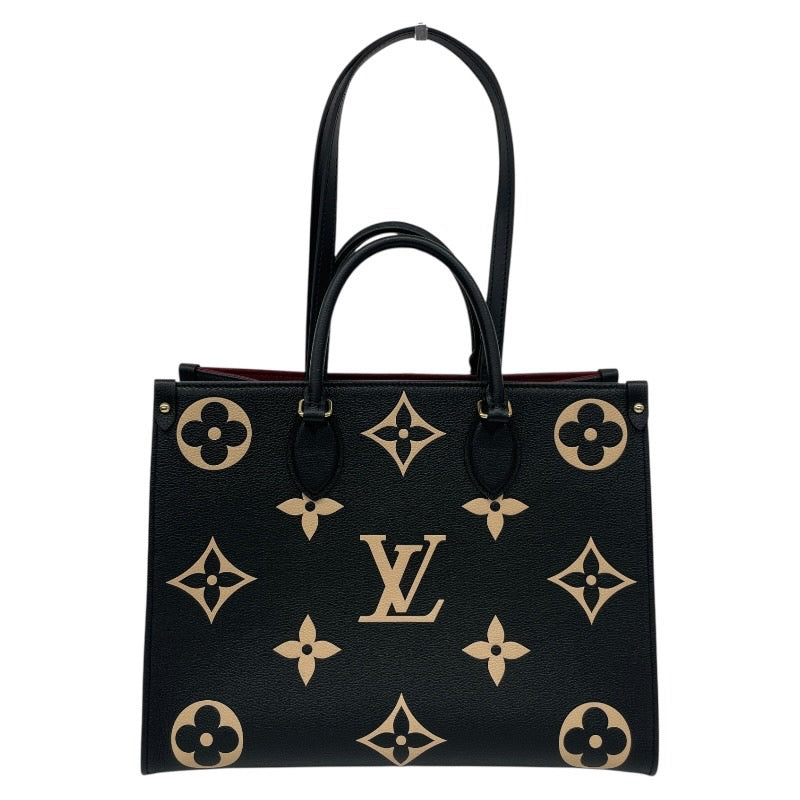 【LOUIS VUITTON】ルイ・ヴィトン オンザゴーMM M45495 ハンドバッグ レザー レディース アンプラント モノグラム バイカラー 黒 ブラック 2WAY