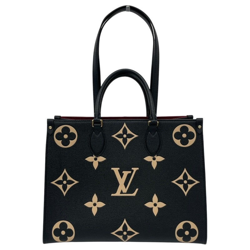 【LOUIS VUITTON】ルイ・ヴィトン オンザゴーMM M45495 ハンドバッグ レザー レディース アンプラント モノグラム バイカラー 黒 ブラック 2WAY