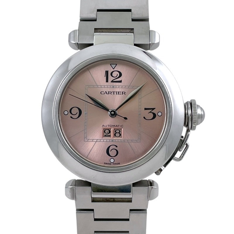 【CARTIER】カルティエ パシャC ビッグデイト W31058M7 腕時計 ステンレススチール レディース 自動巻き ピンク文字盤 メンズ
