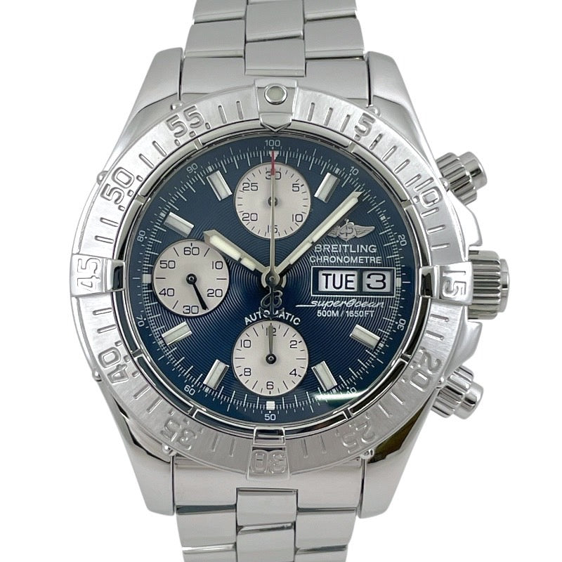 【BREITLING】ブライトリング スーパーオーシャン42 クロノグラフ A13340 (A111C16PFA) 腕時計 ステンレススチール メンズ 自動巻き 青文字盤 ブルー デイデイト
