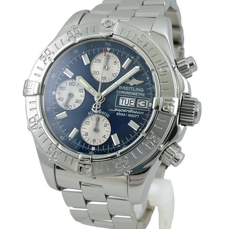 【BREITLING】ブライトリング スーパーオーシャン42 クロノグラフ A13340 (A111C16PFA) 腕時計 ステンレススチール メンズ 自動巻き 青文字盤 ブルー デイデイト