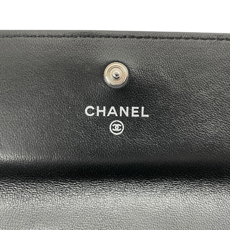 【未使用品】【CHANEL】シャネル カメリア フラップ ロングウォレット A82283 長財布 レザー レディース 未使用品 黒 ブラック