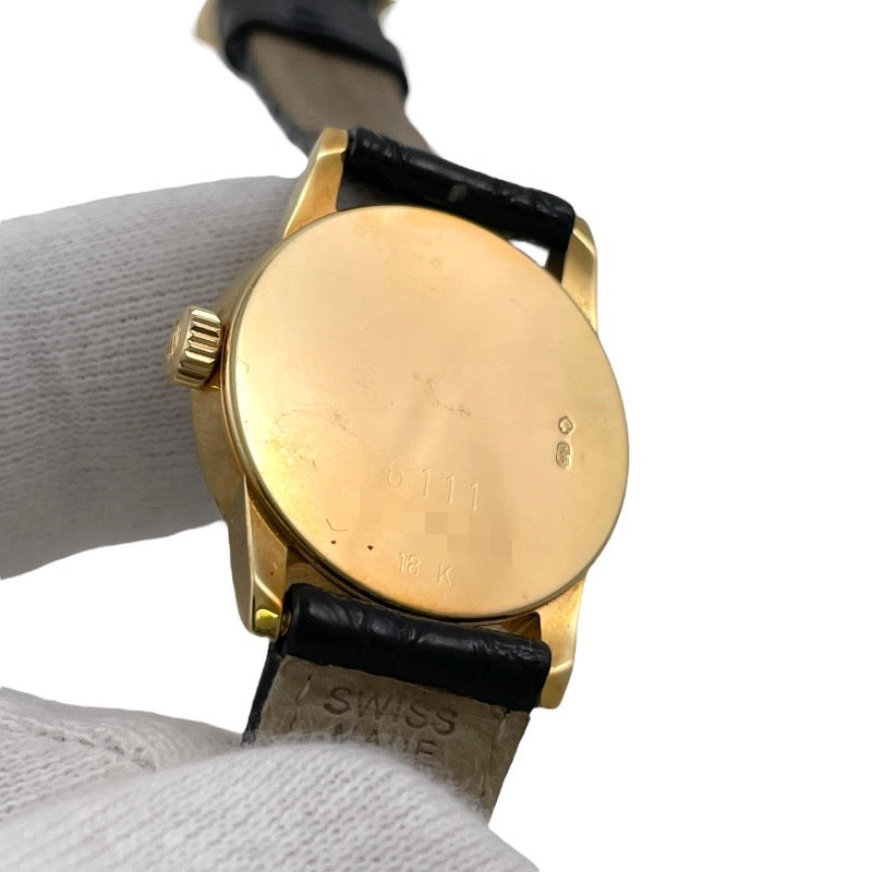 【ROLEX】ロレックス チェリーニ 6111 腕時計 YG/レザー レディース K番 クォーツ 750 K18イエローゴールド アイボリー 彫りコンピュータ