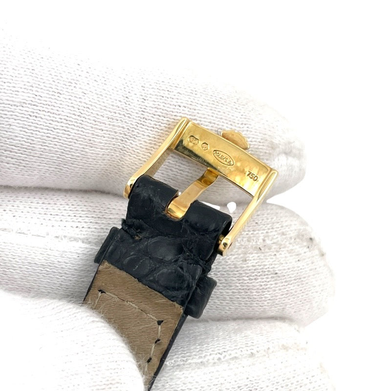 【ROLEX】ロレックス チェリーニ 6111 腕時計 YG/レザー レディース K番 クォーツ 750 K18イエローゴールド アイボリー 彫りコンピュータ