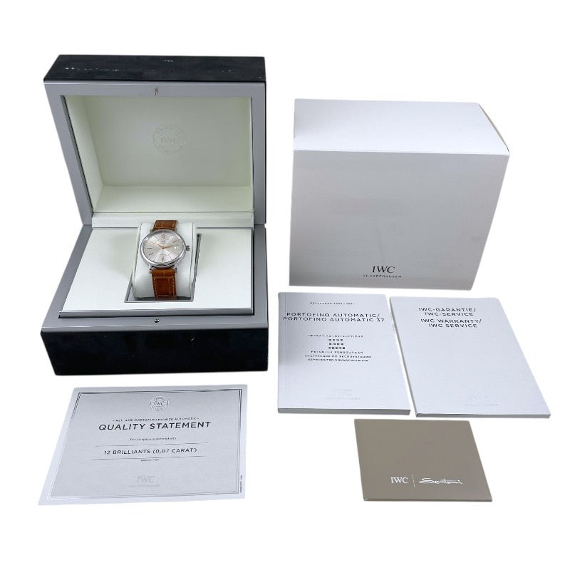 【IWC】インターナショナルウォッチカンパニー ポートフィノ37 IW458101 腕時計 SS/レザー メンズ 自動巻き 12Pダイヤモンド オートマティック