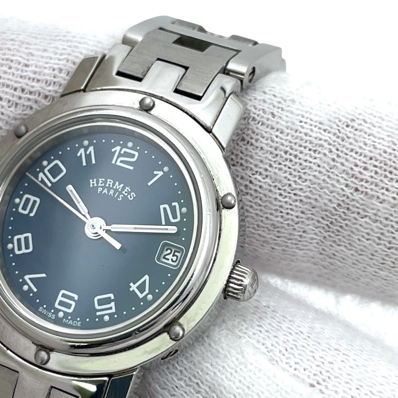 【HERMES】エルメス クリッパー CL4.210 腕時計 ステンレススチール レディース クオーツ ブルー 青文字盤