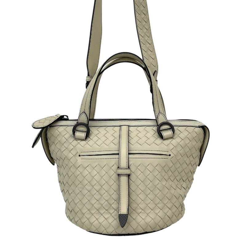 【BOTTEGAVENETA】ボッテガヴェネタ タンブーラ 2WAY ハンドバッグ レザー レディース イントレチャート 白 ホワイト ショルダー